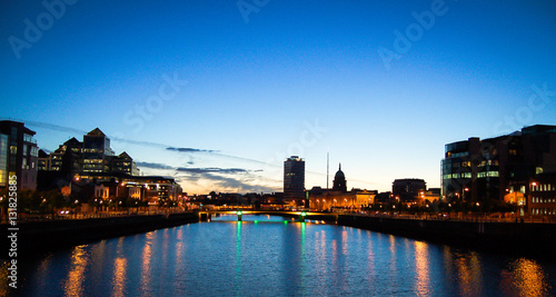 dublin at sunset with blue sky in the background