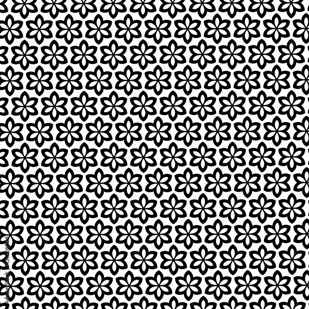 black and white vector flowers geometric pattern
