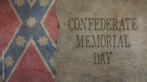 Confederate Memorial Day. Flag and Cracked Concrete