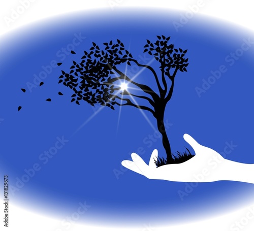 illustrazione simbolica di mano che sorregge un albero