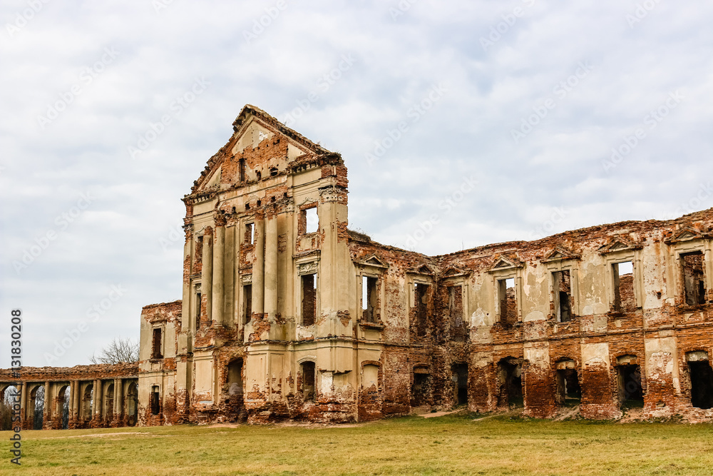 Ruins of an ancient palace in Ruzhany. The historical heritage of Belarus.