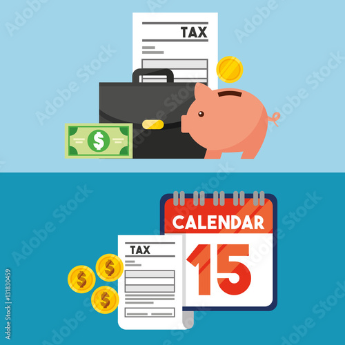 tax time flat line icons vector illustration design