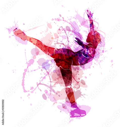 Colored vector silhouette figure skaters