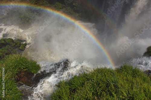 rainbow against the background of falls splashes