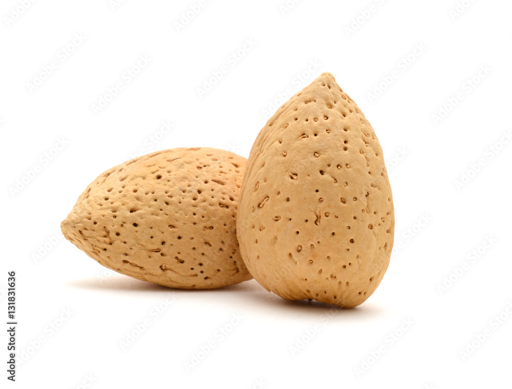 Almonds in shell isolated on white background Almonds in shell isolated on white background