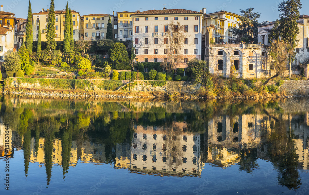 Reflection in the river Brenta in Bassano del Grappa
