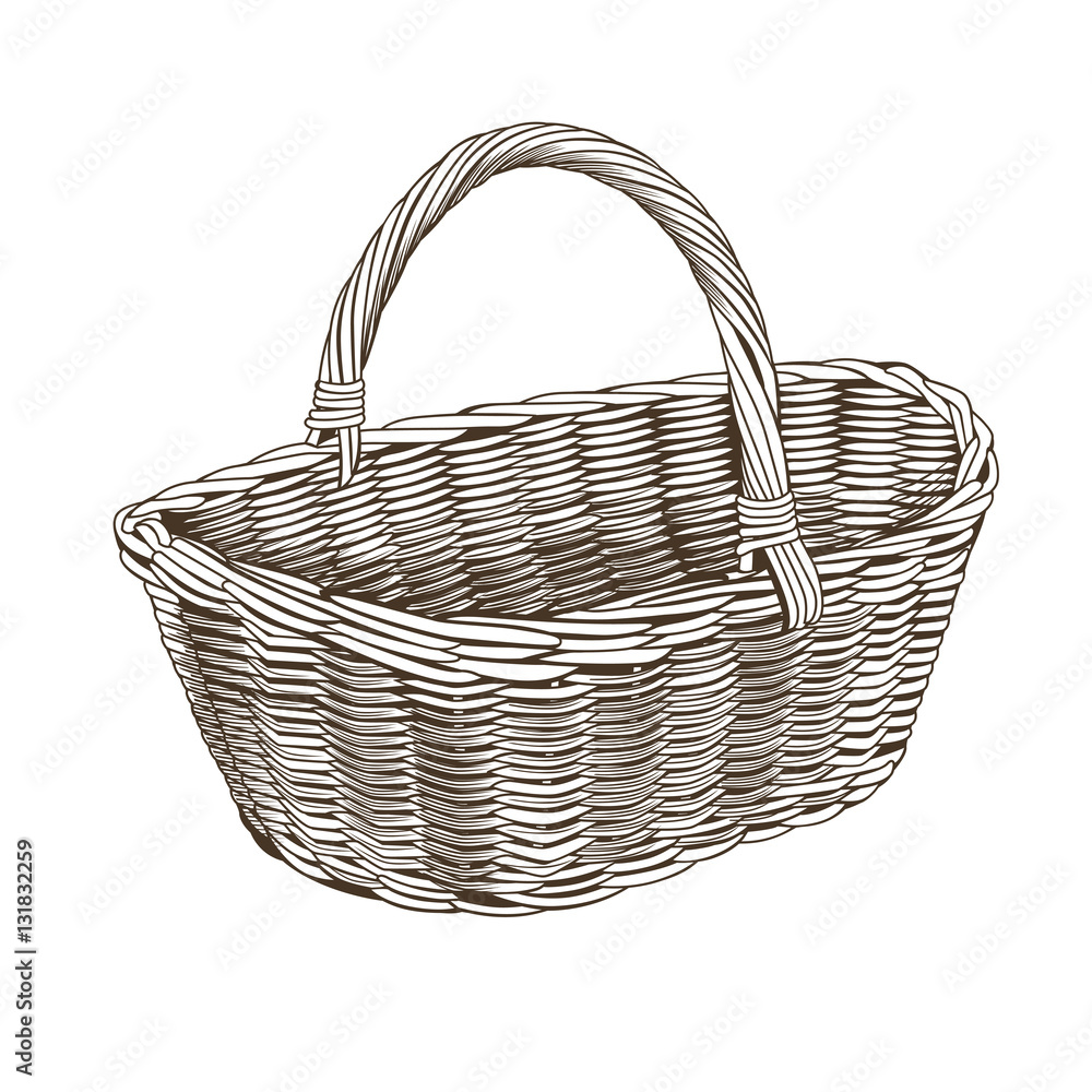 Obraz premium Vintage Basket In Woodcut Style