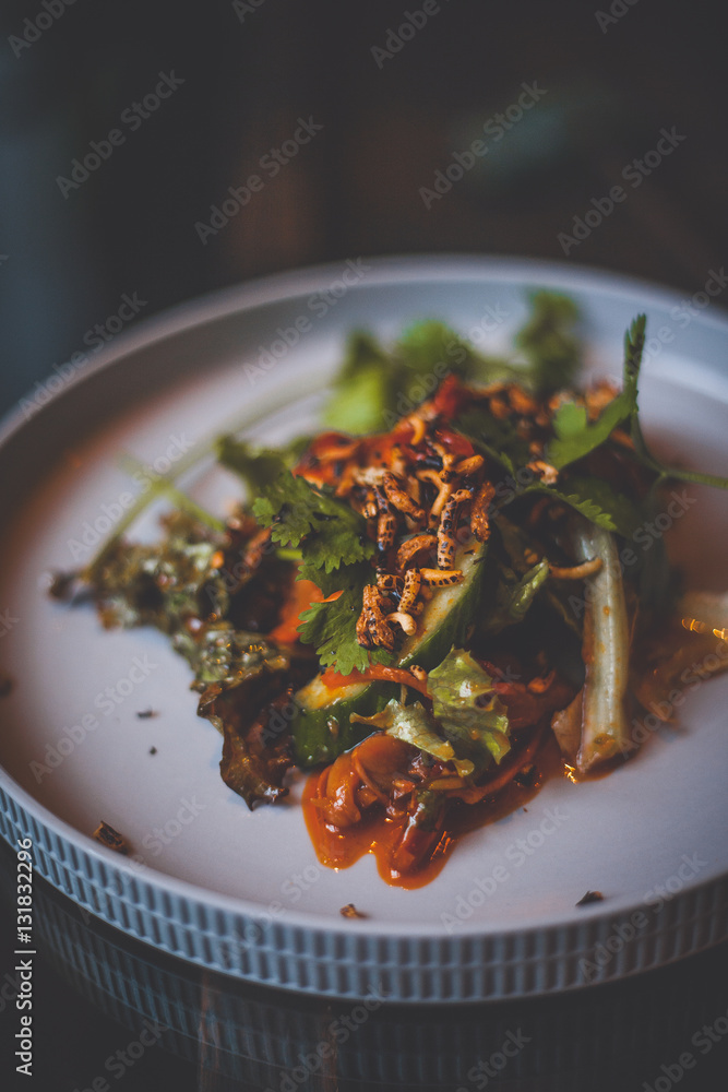 Healty food on glass table Stock 写真 Adobe Stock