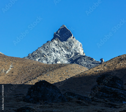 The view from the Renjo Pass on the lake Angladumba Tsho (5100 m) - Gokyo region, Nepal, Himalayas photo