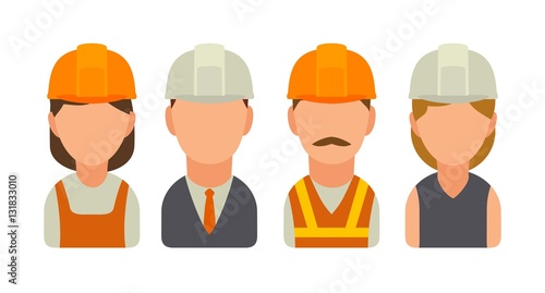 Set icon character builder. Vector flat illustration on white background.