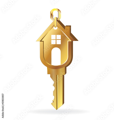 House key gold real estate logo