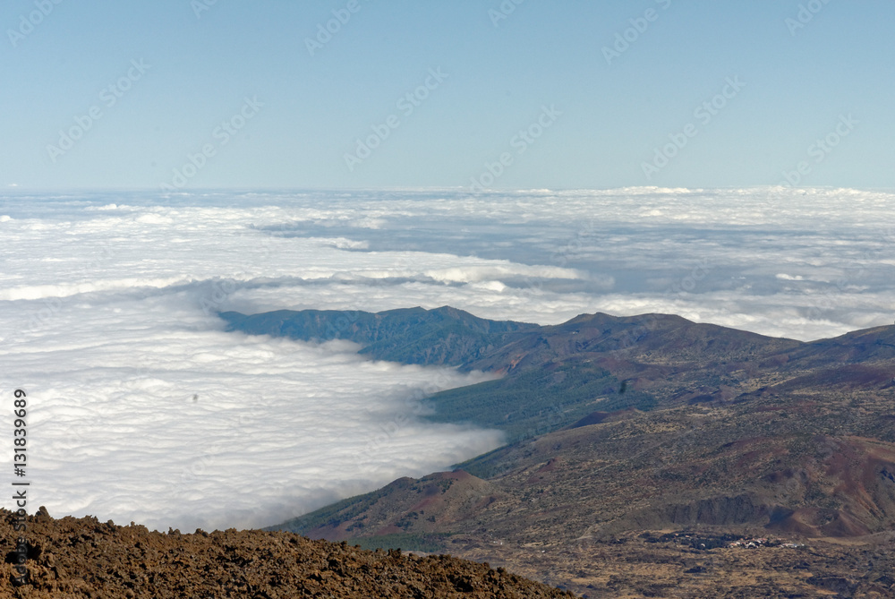 Mt Tiede Tenerife with Clouds and fog