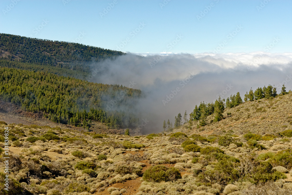 Mt Tiede Tenerife with Clouds and fog