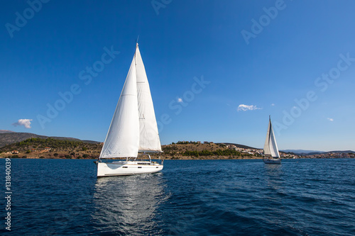 Luxury yachts at Sailing regatta at the Mediterranean Sea.