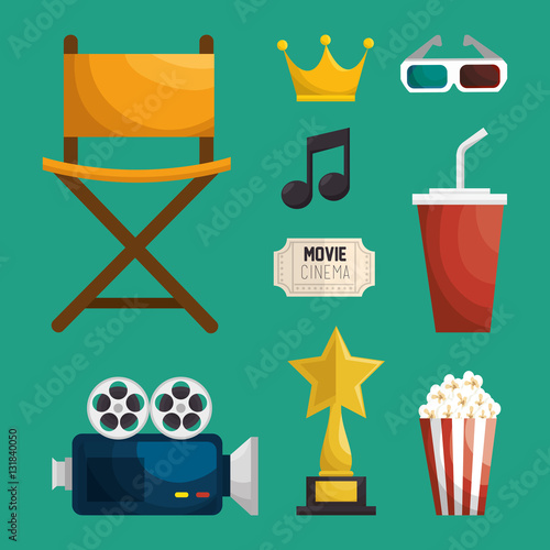 Cinematographic entertainment isolated icons vector illustration design