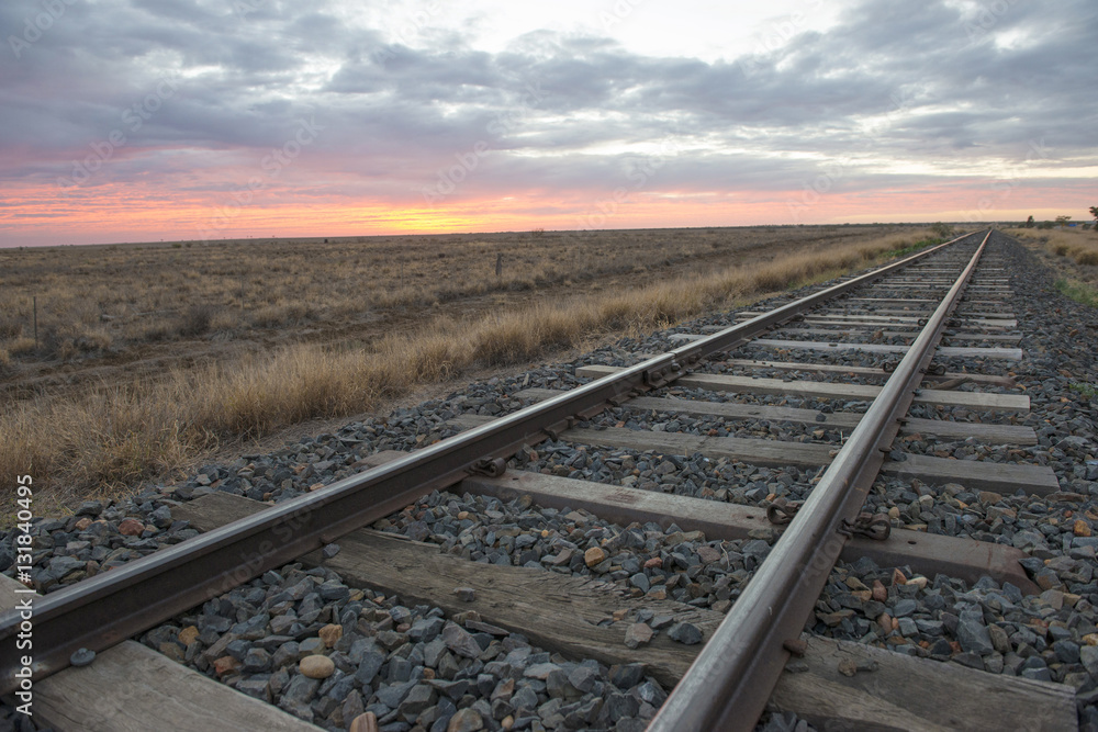 railway tracks at dawn