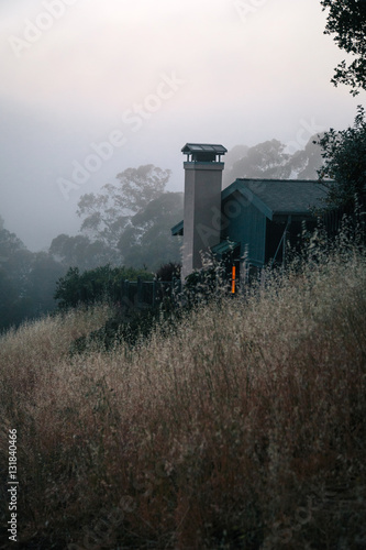 House in the hills, at dusk photo