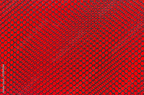 Black nylon net on red  background