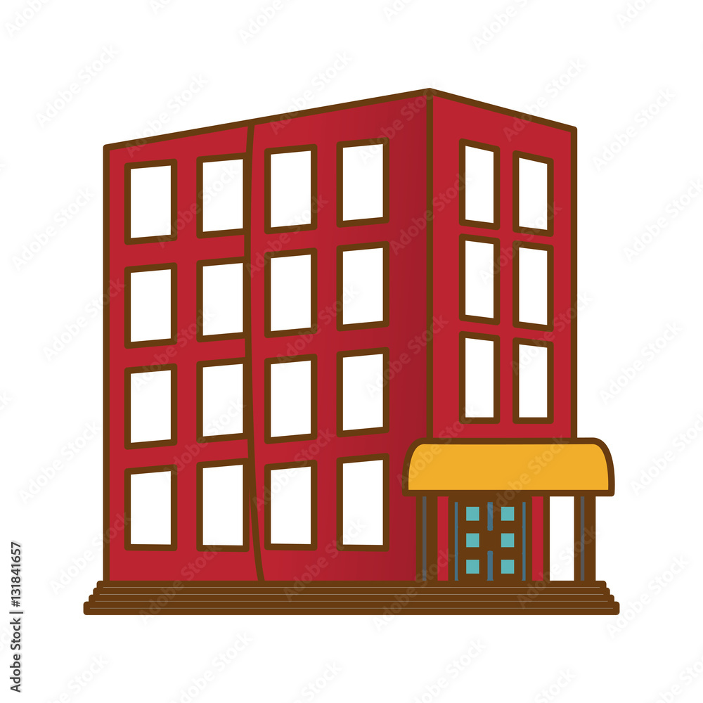 hotel building icon over white background. colorful design. vector illustration