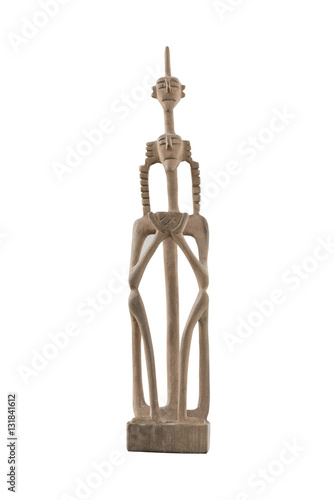 Antique wood sculpture on white background