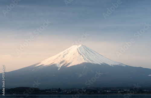 Sunrise at Mountain Fuji fujisan from Kawaguchigo lake at Yamana