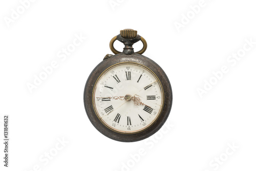 Antique stop watch on white background