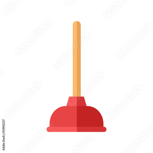 Toilet plunger bathroom equipment flat icon vector.