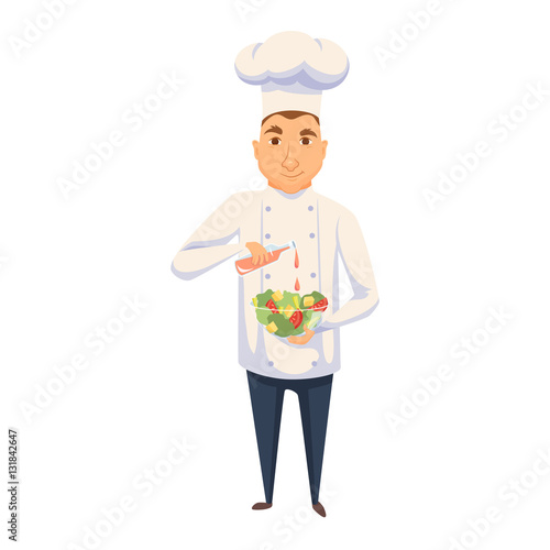 Chef cooking salad