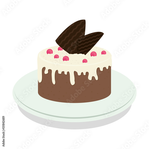 sweet cake icon over white background. colorful design. vector illustration