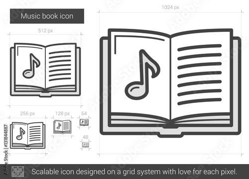 Music book line icon.