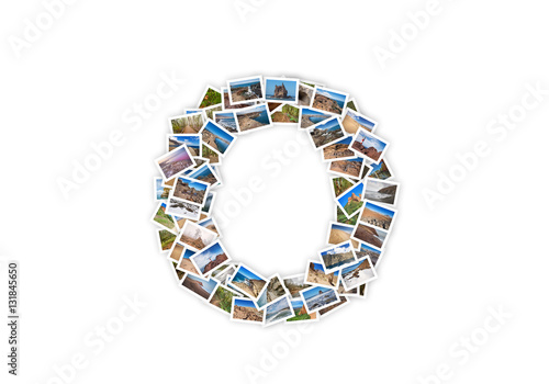Letter O uppercase font shape alphabet collage. Made of my best landscape pictures.