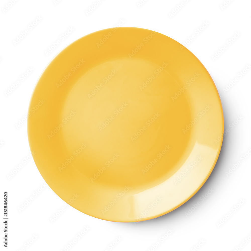 Empty ceramic round plate isolated on white with clipping path Empty ceramic round plate isolated on white with clipping path