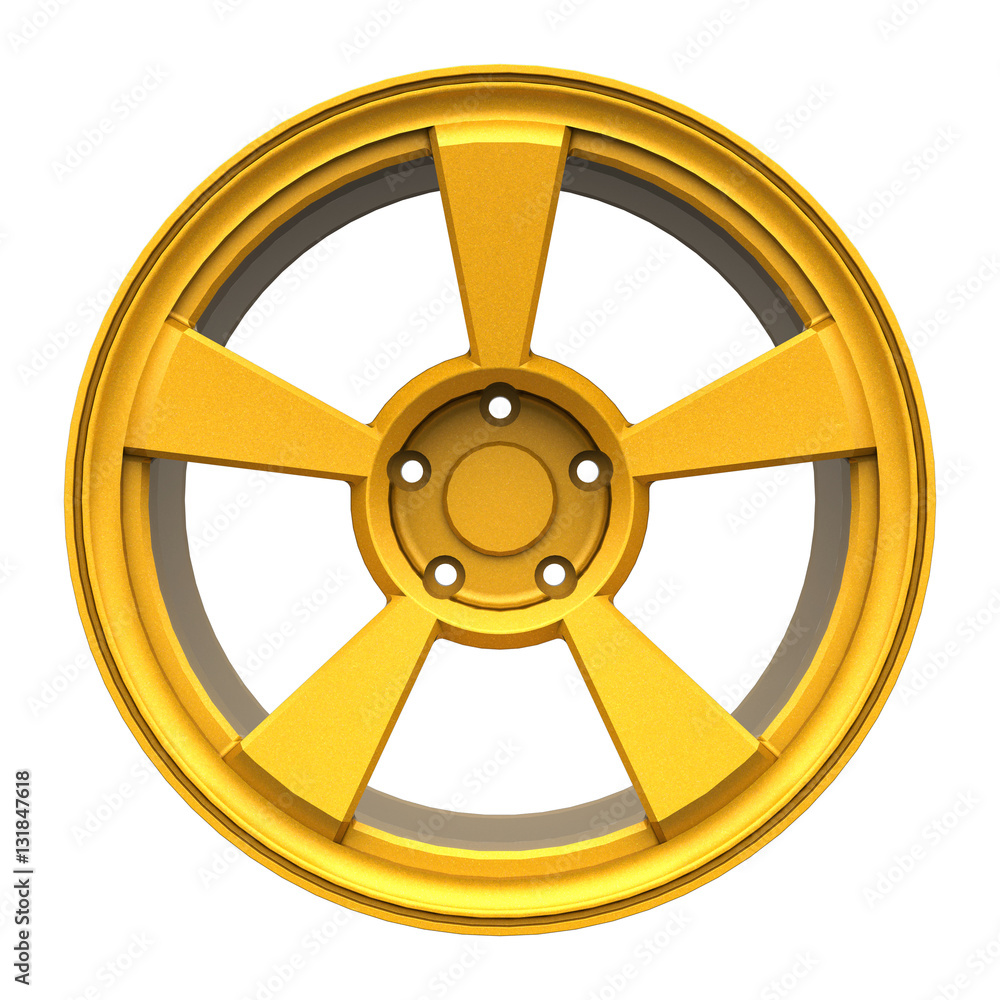 Obraz premium Yellow aluminum cast disks for a car (3D model) 