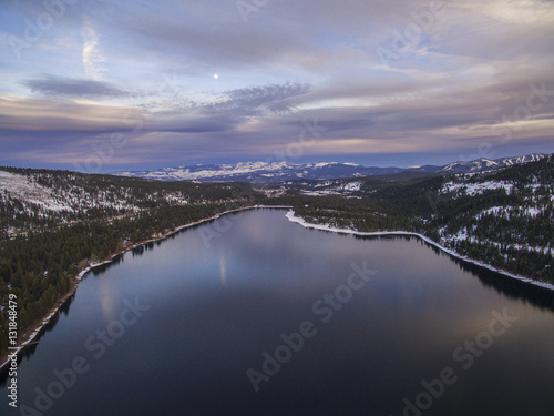 Donner Lake - Truckee, California - Donner Lake snow covered sunset