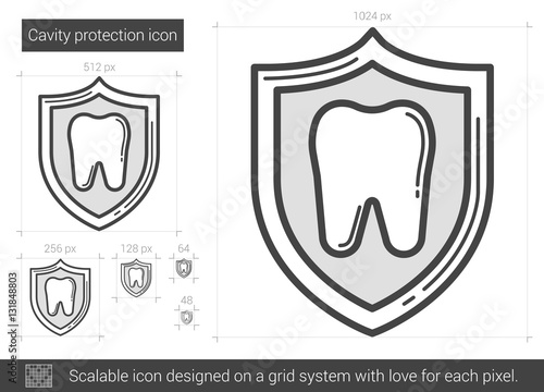 Cavity protection line icon.
