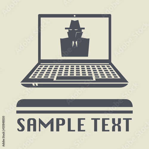 Laptop or notebook computer with Secret spy icon or sign