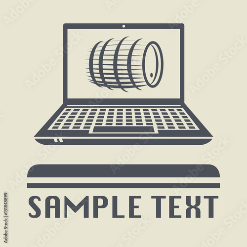 Laptop or notebook computer with Barrel icon or sign