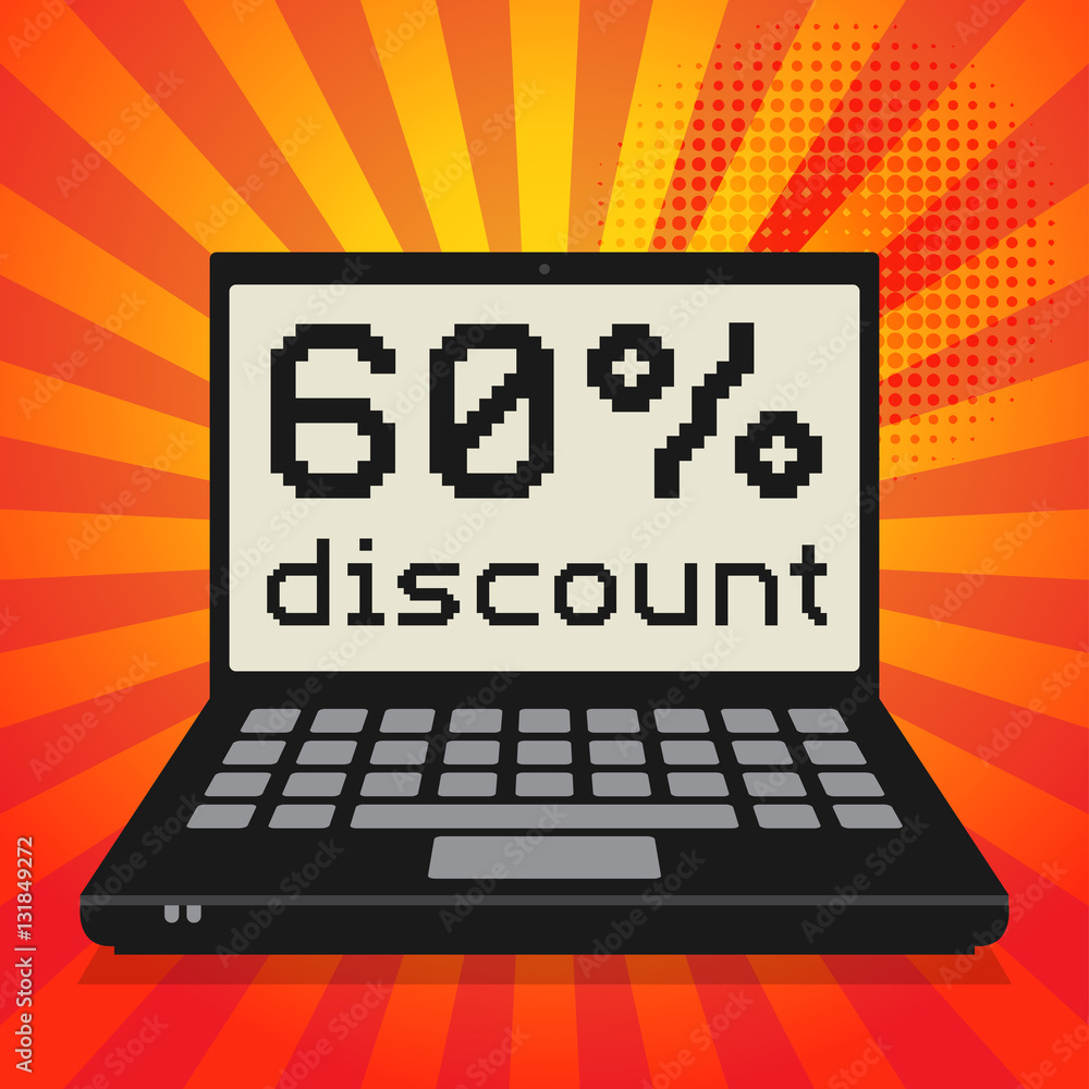 Computer, business concept with text 60 percent discount Computer, business concept with text 60 percent discount
