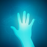 blueprint of a hand in technology style