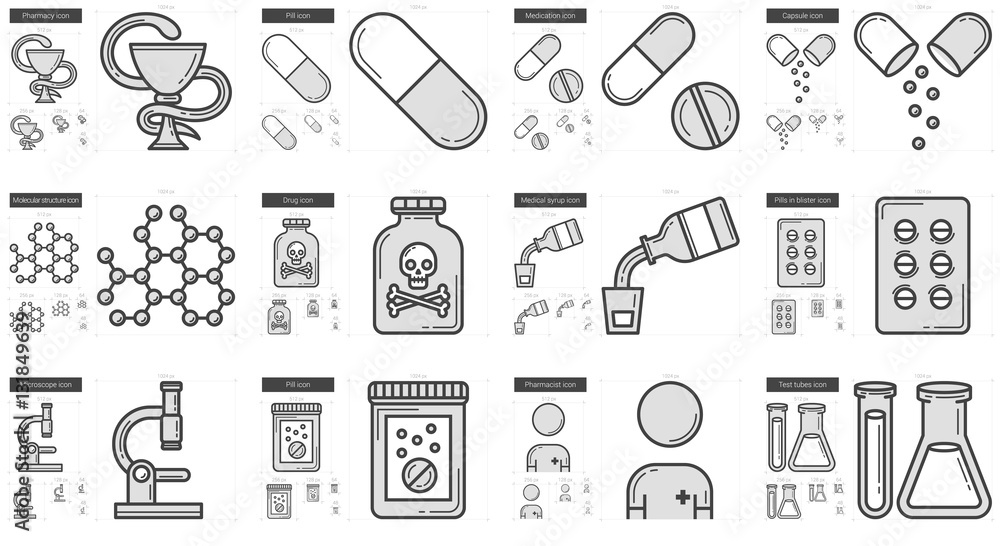 Medicine line icon set. Medicine line icon set.