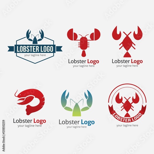 Lobster seafood logo and design elements. Vector illustration photo