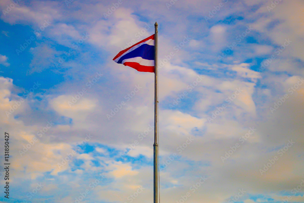 Thailand flag that represents the country in the blue sky.