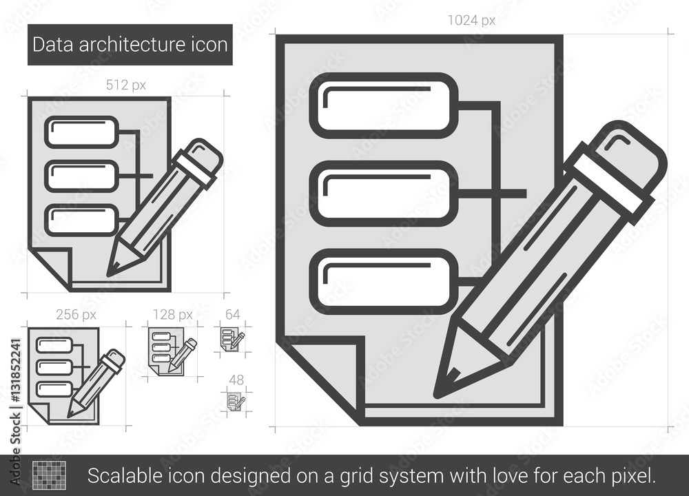 Fototapeta premium Data architecture line icon.