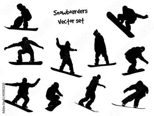 vector silhouettes snowboarders