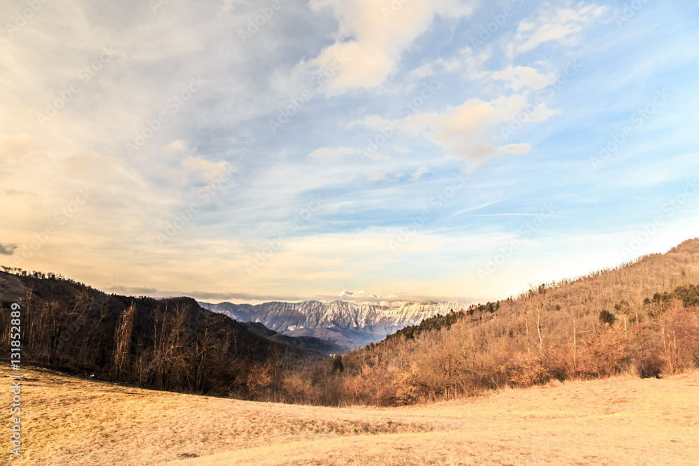 Fototapeta premium cloudy sky on italian mountains