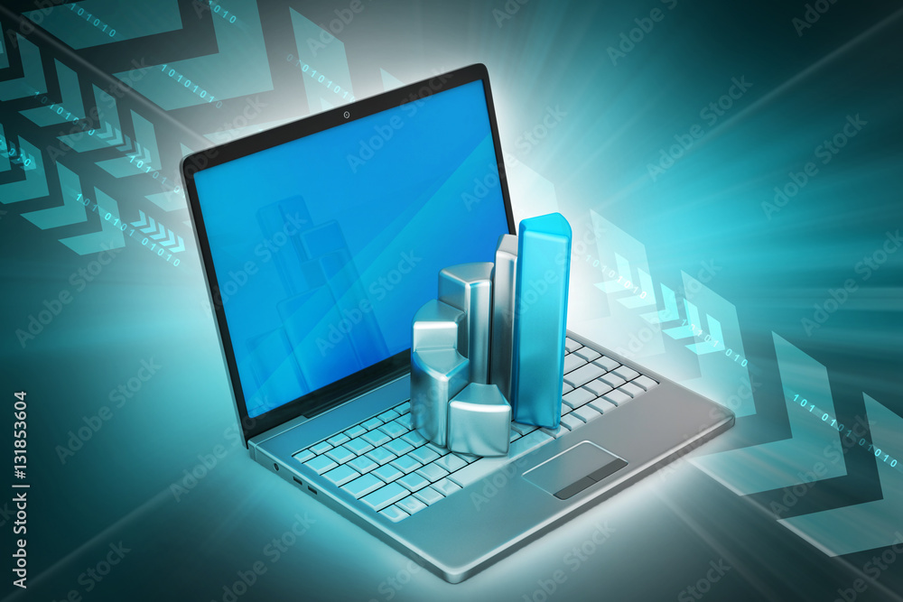 Laptop with financial graph Laptop with financial graph
