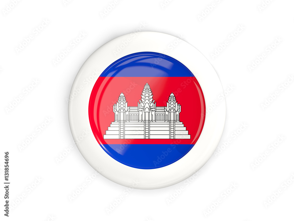 Obraz premium Flag of cambodia, glossy round button