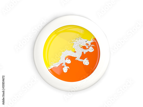 Flag of bhutan, glossy round button
