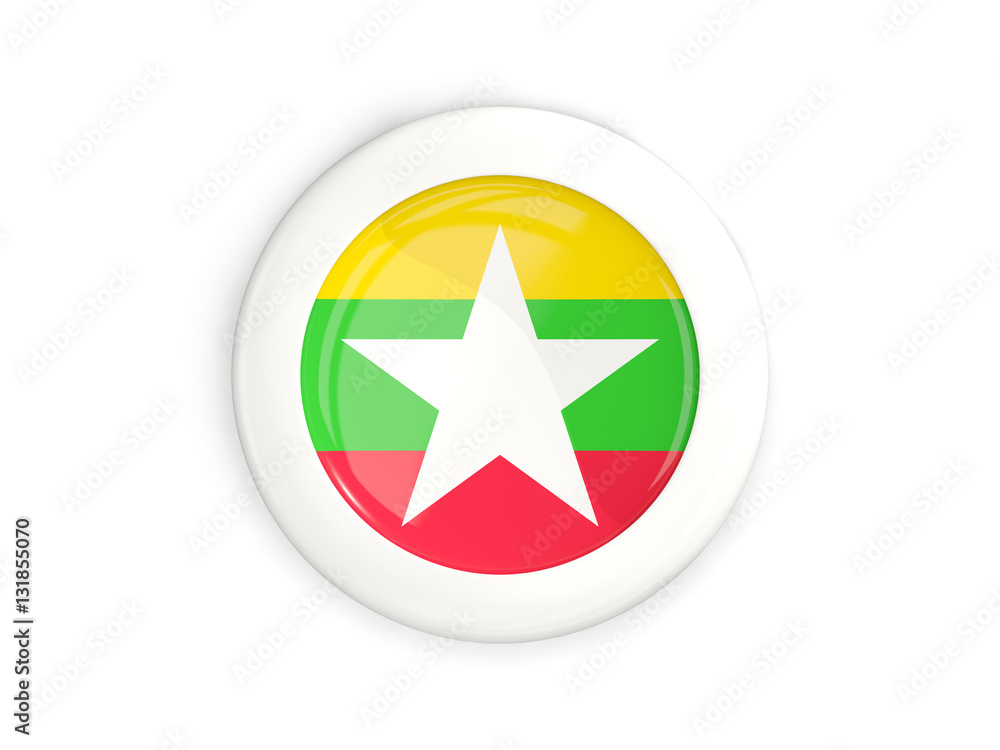 Flag of myanmar, glossy round button Flag of myanmar, glossy round button