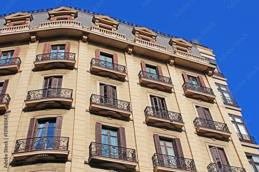 Building facade of great architectural interest in the city of Barcelona,Spain